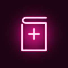 Add book neon icon. Elements of education set. Simple icon for websites, web design, mobile app, info graphics