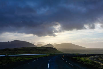 landscape with road and clouds