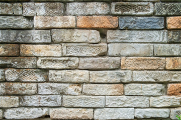 close up of an old grunge brick wall background , texture