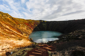 lake in a vulcano crater