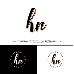 H N HN initial name vintage logo vector
