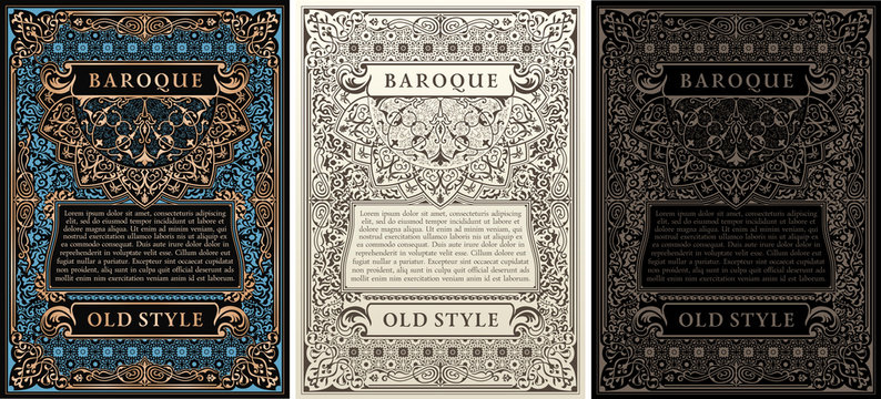 Vintage set retro cards. Template greeting card wedding invitation. Line calligraphic frames