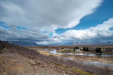 landscape with river and clouds