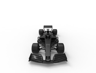 3D rendering illustration with of an modern all black formula race sport car isolated in white studio background that could be used as a template