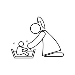 Mother washing her child 's with love icon. Element of family for mobile concept and web apps icon. Outline, thin line icon for website design and development, app development