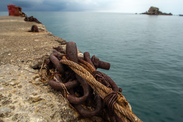 Berth for mooring boats in Azure sea