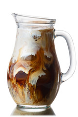 Iced cold brew coffee with cream, paths