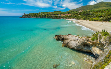 Fototapeta na wymiar Amazing mediterranean landscape at Marina di Camerota, Cilento, Campania, southern Italy.