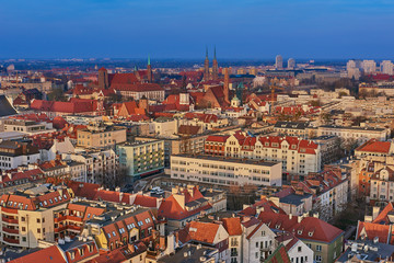 Fototapeta na wymiar Aerial view on the centre of the city Wroclaw, Poland