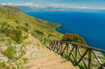 Panoramic view from Pianoro di Ciolandrea, near San Giovanni a Piro. Cilento, Campania, southern...