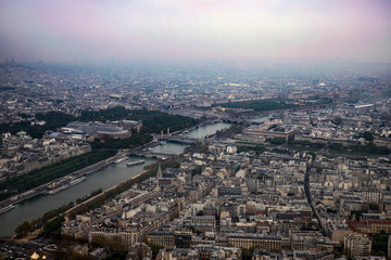 View of the city of Paris from the height of the Eiffel Tower.