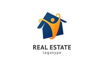 Abstract real estate agent logo icon vector design. Rent, sale of real estate vector logo, House cleaning, home security, real estate auction. Vector building logo concept.