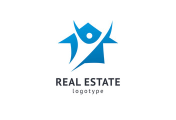 Abstract real estate agent logo icon vector design. Rent, sale of real estate vector logo, House cleaning, home security, real estate auction. Vector building logo concept.