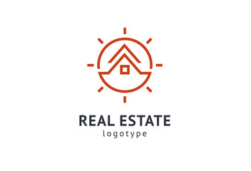 Abstract real estate agent logo icon vector design. Rent, sale of real estate vector logo, House cleaning, home security, real estate auction. Vector building logo concept.