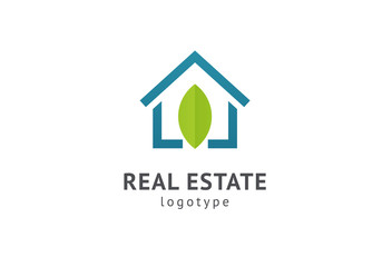 Abstract real estate agent logo icon vector design. Rent, sale of real estate vector logo, House cleaning, home security, real estate auction, grass cutting. Vector building logo concept.