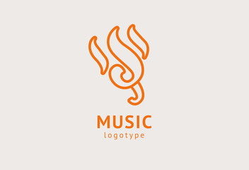 Vector illustration, Graphic Design treble clef logotype. Abstract music icon vector design. Sound recording studio, night party. School of Music, disco, vocal course, composer, singer vector logo.