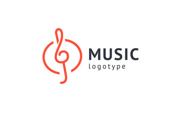 Fototapeta premium Vector illustration, Graphic Design treble clef logotype. Abstract music icon vector design. Sound recording studio, night party. School of Music, disco, vocal course, composer, singer vector logo.