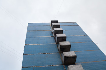 Balconies on the wall of the old high-rise building.