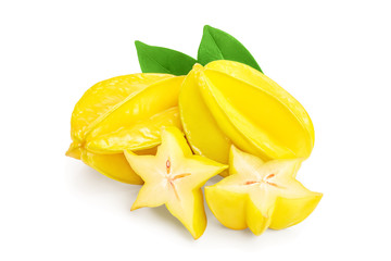 Carambola or star-fruit isolated on white background
