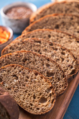 Carrot bread. Slices carrot bread. Closeup