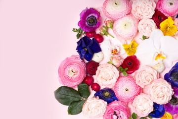 Flowers flat lay composition