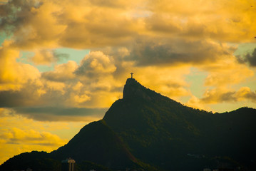 RIO DE JANEIRO, BRAZIL: The famous Rio de Janeiro landmark - Christ the Redeemer statue on...