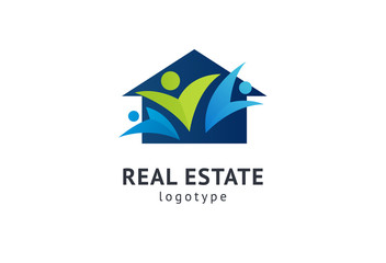 Abstract real estate agent logo icon vector design. Rent, sale of real estate vector logo, House cleaning, home security, real estate auction. Vector building logo concept.
