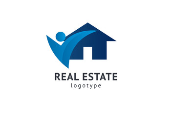 Abstract real estate agent logo icon vector design. Rent, sale of real estate vector logo, House cleaning, home security, real estate auction. Vector building logo concept.