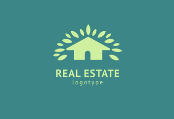 Abstract real estate agent logo icon vector design. Rent, sale of real estate vector logo, House cleaning, home security, real estate auction, grass cutting. Vector building logo concept.