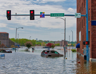 May 5th, 2019, downtown Davenport, Iowa flood. After the levee broke.