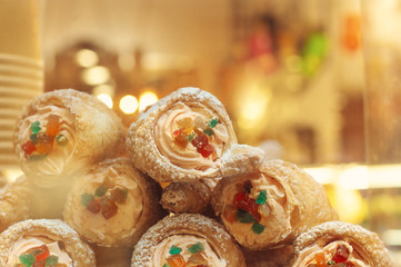 Sicilian Cannoli, traditional italian dessert