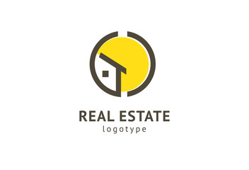 Abstract real estate agent logo icon vector design. Rent, sale of real estate vector logo, House cleaning, home security, real estate auction. Vector building logo concept.