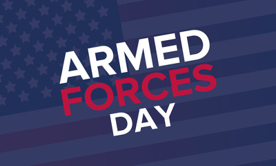 Armed Forces Day in May. Holiday celebrated annual in United States. Special tribute to the men and women of the Armed Forces. Poster, card, banner and background. Vector illustration