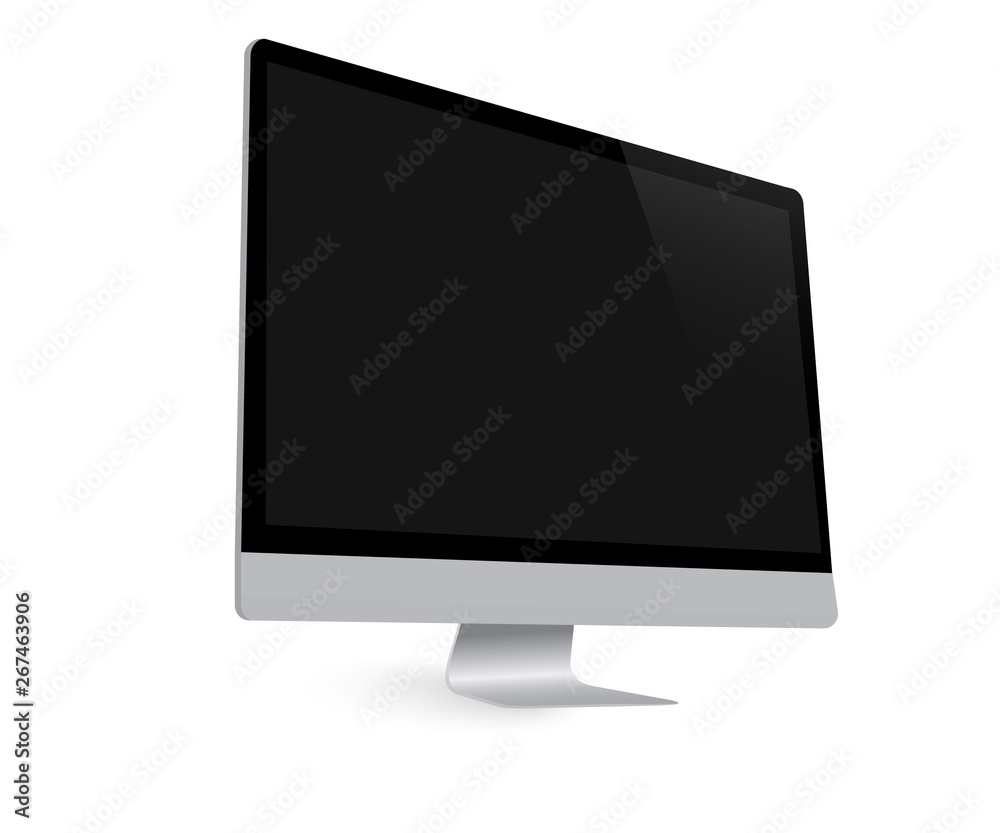 Fototapete realistic computer monitor. vector mockup, computer screen view left