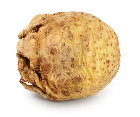Fresh celery root isolated on white background