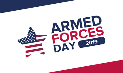 Armed Forces Day in May. Holiday celebrated annual in United States. Special tribute to the men and women of the Armed Forces. Poster, card, banner and background. Vector illustration