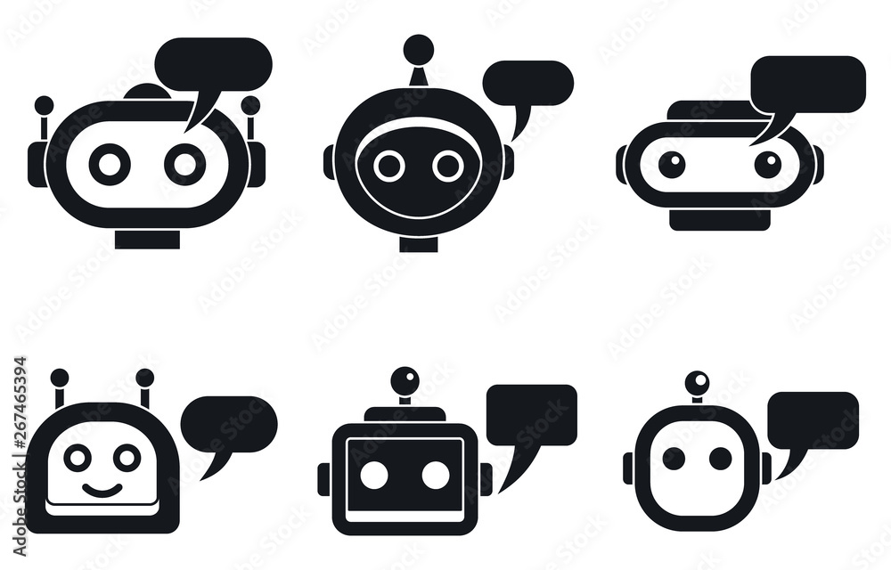 Poster chatbot mobile icons set. simple set of chatbot mobile vector icons for web design on white backgrou