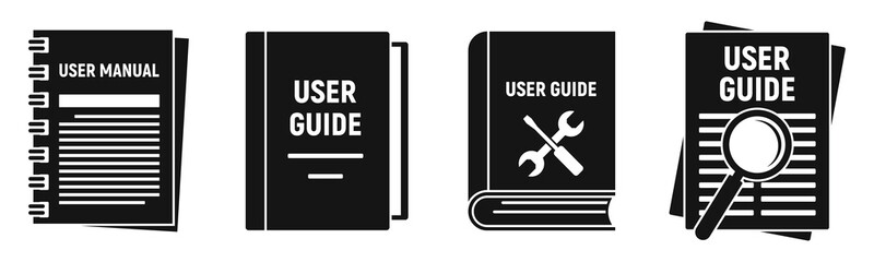 User guide instruction icons set. Simple set of user guide instruction vector icons for web design on white background