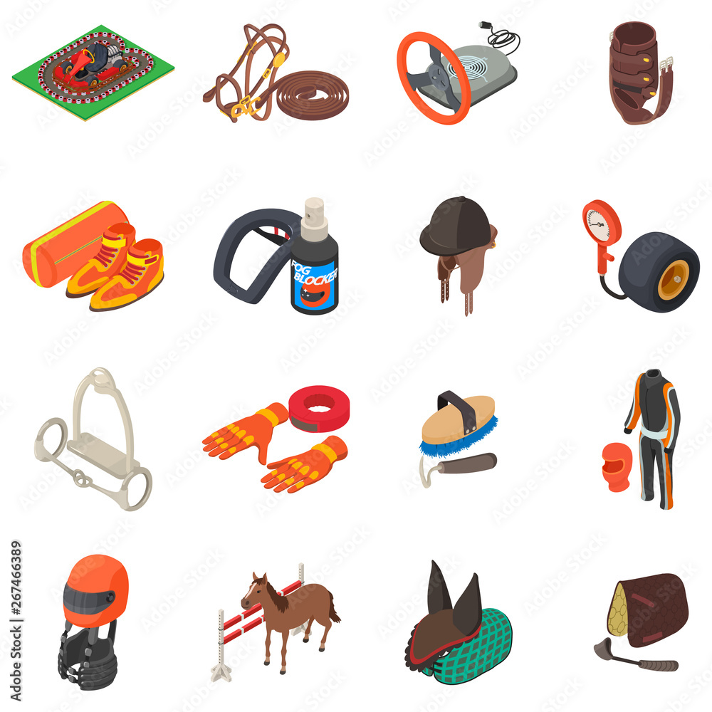 Poster fast movement icons set. isometric set of 16 fast movement vector icons for web isolated on white ba