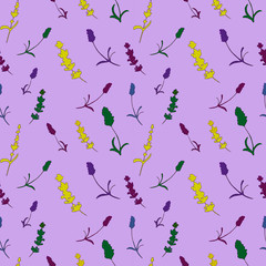 Naklejka premium Seamless background with blue, yellow and lavender greens. Delicate background for textiles, packaging, Wallpapers and original design ideas.