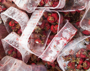 Rotten strawberries on the landfill