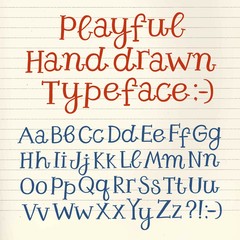 Hand drawn playful vector font