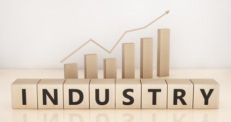 Business finance concept wooden cubes 3D render