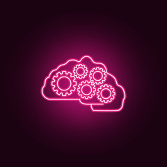 brain and gears neon icon. Elements of Idea set. Simple icon for websites, web design, mobile app, info graphics