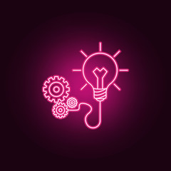 light bulb and gears neon icon. Elements of Idea set. Simple icon for websites, web design, mobile app, info graphics