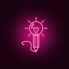 pencil and light bulb neon icon. Elements of Idea set. Simple icon for websites, web design, mobile app, info graphics