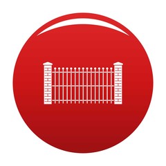 Brick and metal fence icon. Simple illustration of brick and metal fence vector icon for any design red