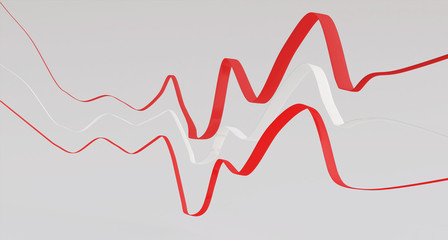 Abstract lines. Curved wavy lines.Canadal Flag colors- 3D render