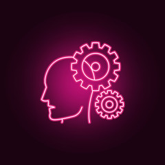 head and gears neon icon. Elements of Idea set. Simple icon for websites, web design, mobile app, info graphics