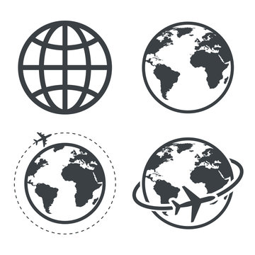 Earth icon collection. Globe. Vector